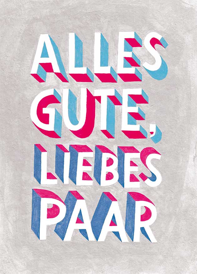 Hand painted lettering saying Alles Gute, Liebes Paar