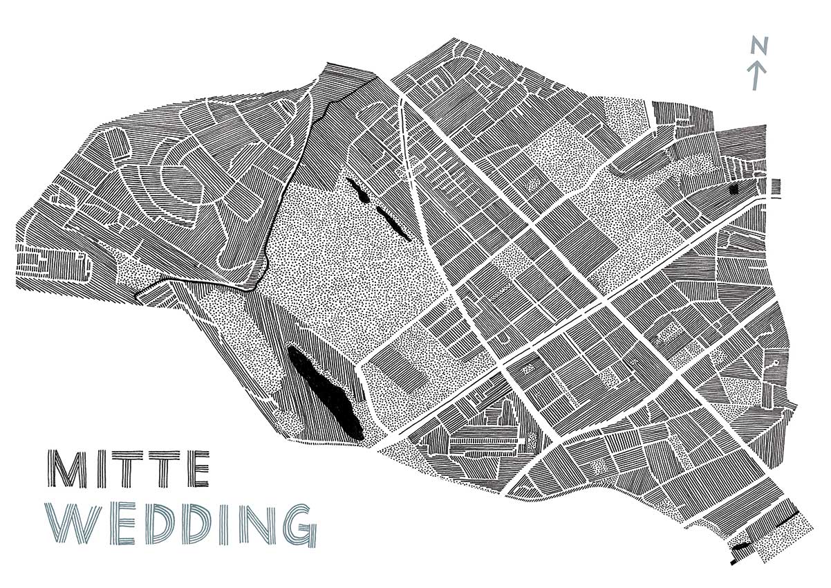 Illustrated map of district of Wedding in Berlin